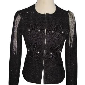 EXPRESS DESIGN STUDIO MILITARY CHAIN KNIT JACKET M